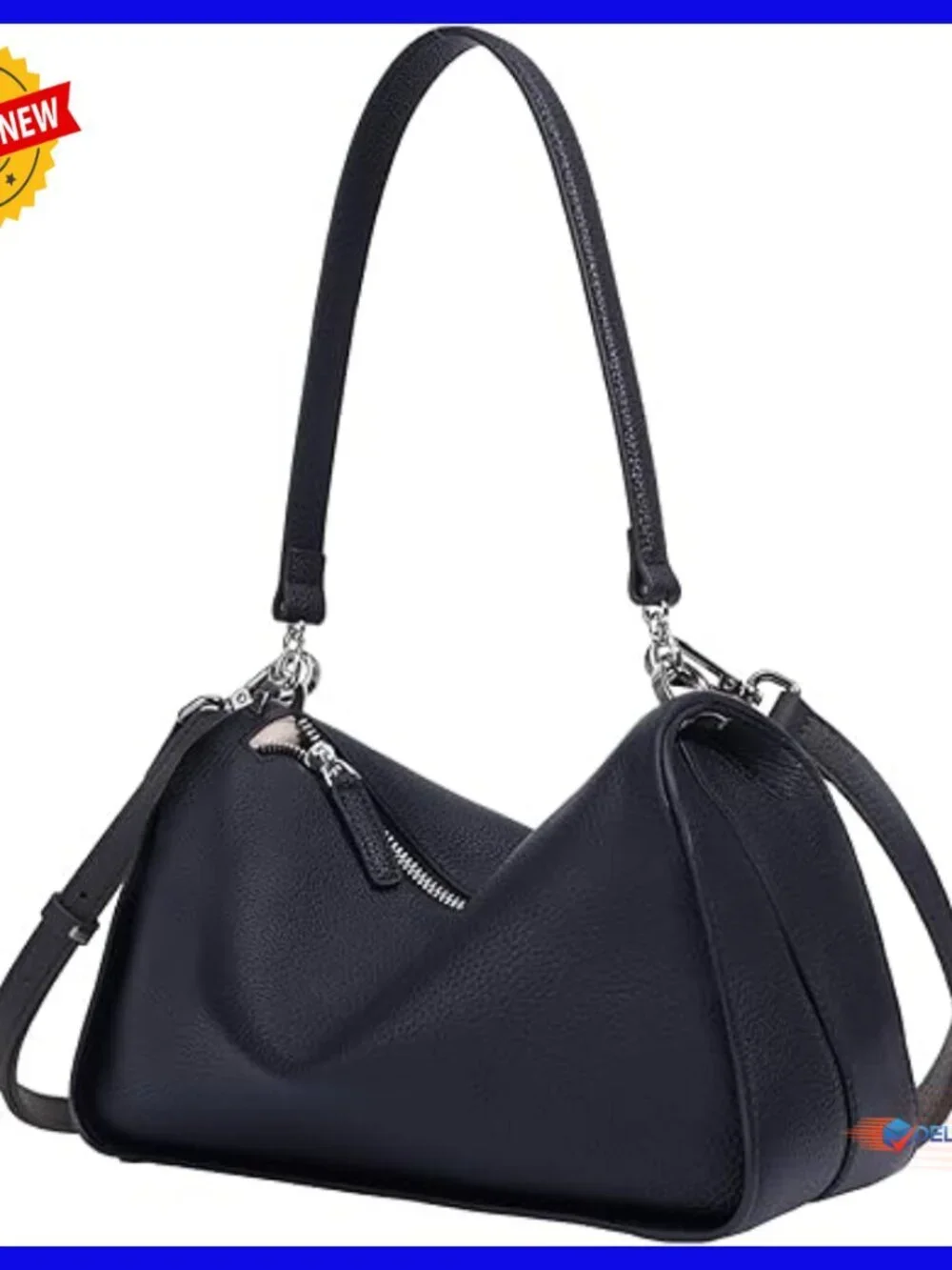 Full-Grain Leather Hobo Crossbody Bag Adjustable Strap Women's Handbag